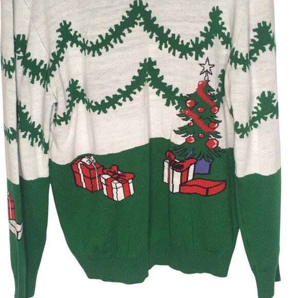 Tom and Jerry Sweater Mens Large Green Red Christmas Ugly Crewneck Pullover - Picture 7 of 15
